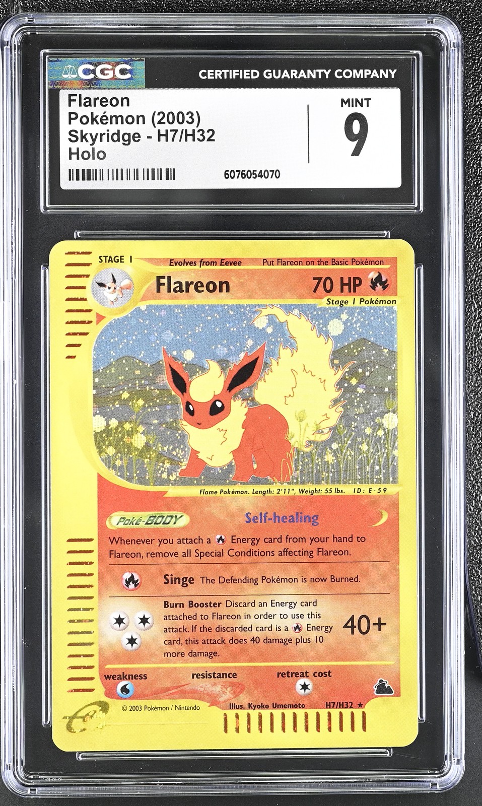 CGC 9 MINT Flareon 2003 Skyridge H7/H32 Holo SWIRL Pokemon Card