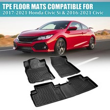 3 Pack Tpe Floor Mats Liners For 2017-2021 Honda Civic Si All-weather