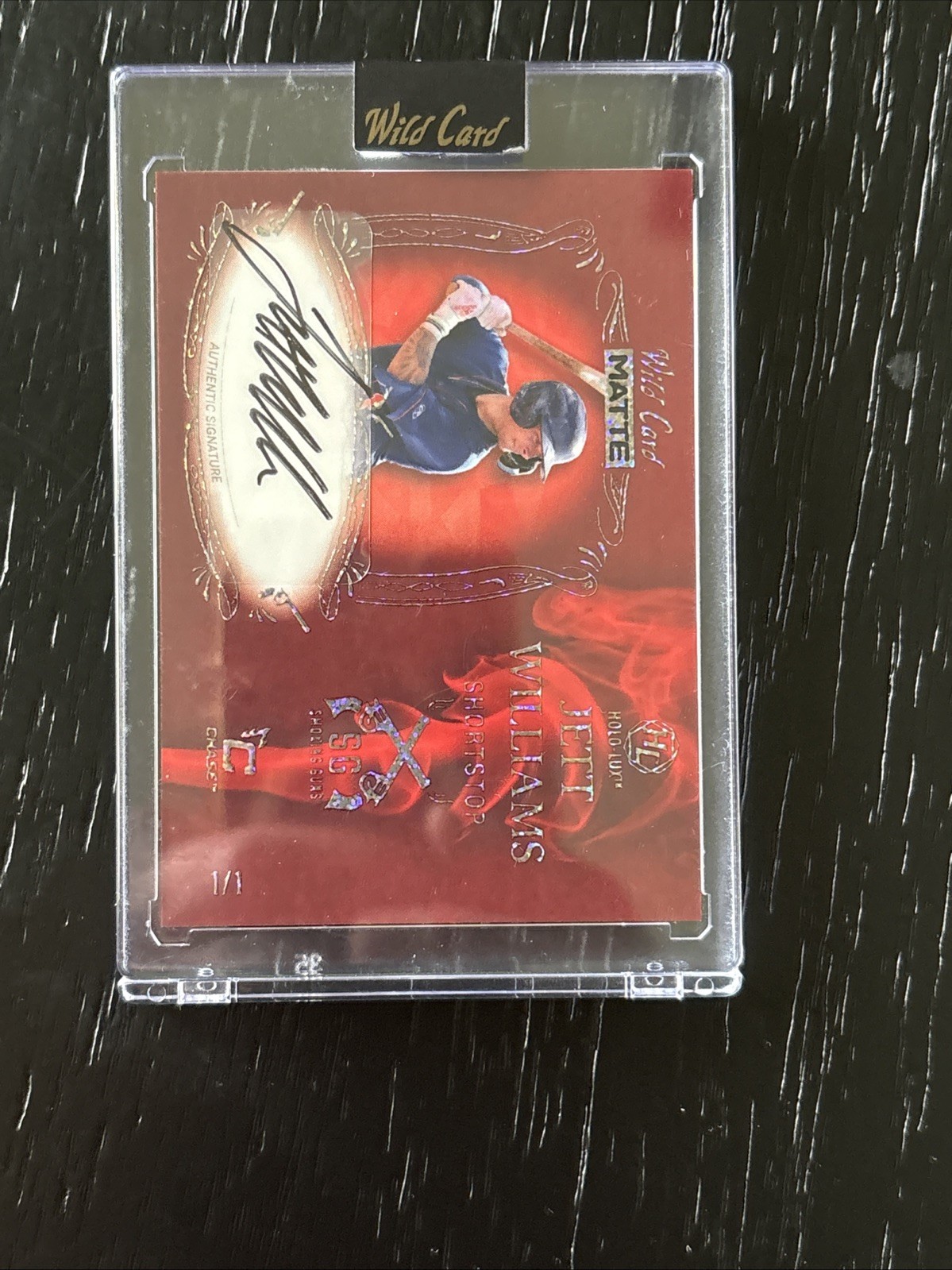 2024 Wild Card Matte Baseball Jett Williams Red Smoking Guns Auto 1/1 Encased view 4