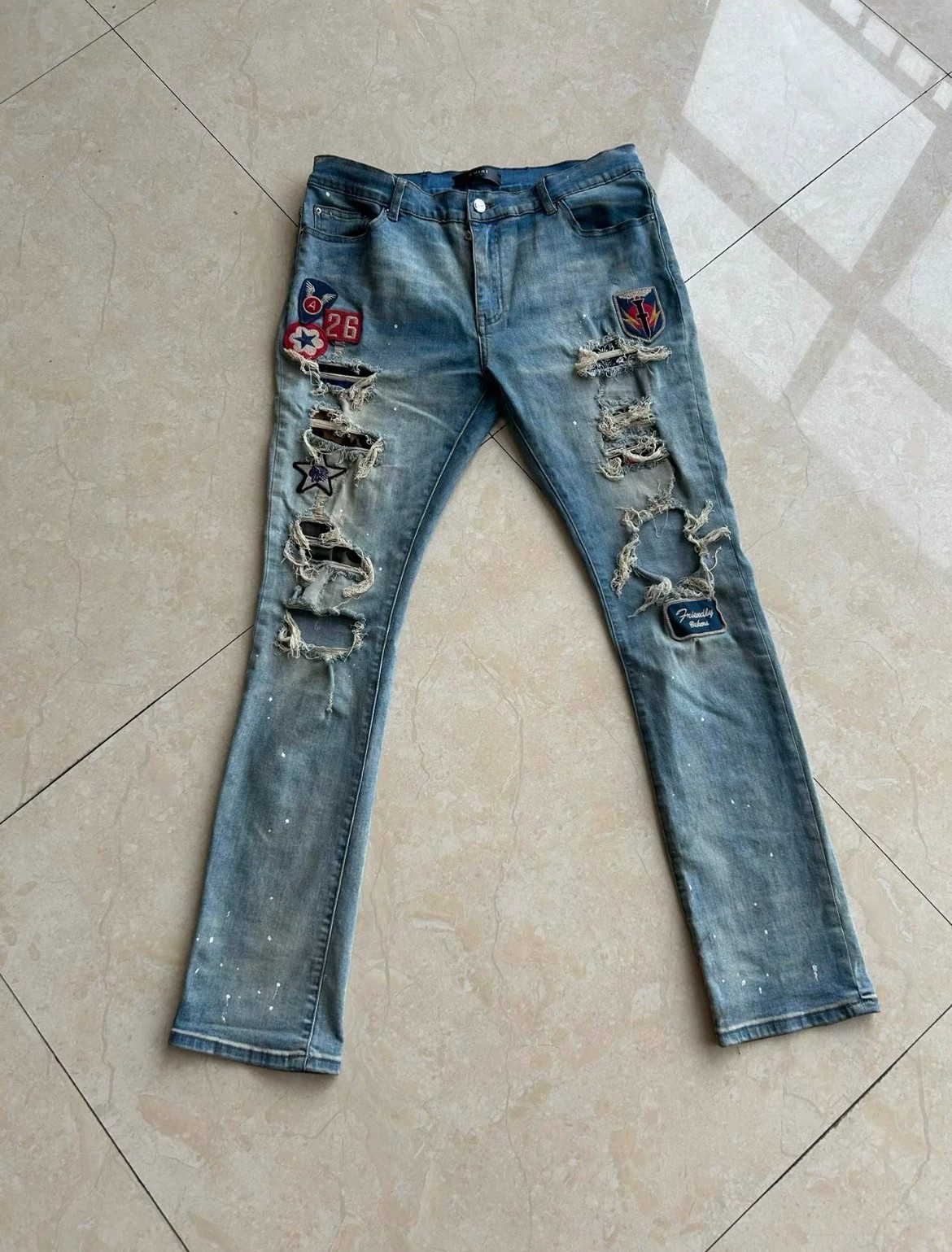 AMIRI MX1 Biker Patch Jeans Clay Indigo distressed size 30 image 2