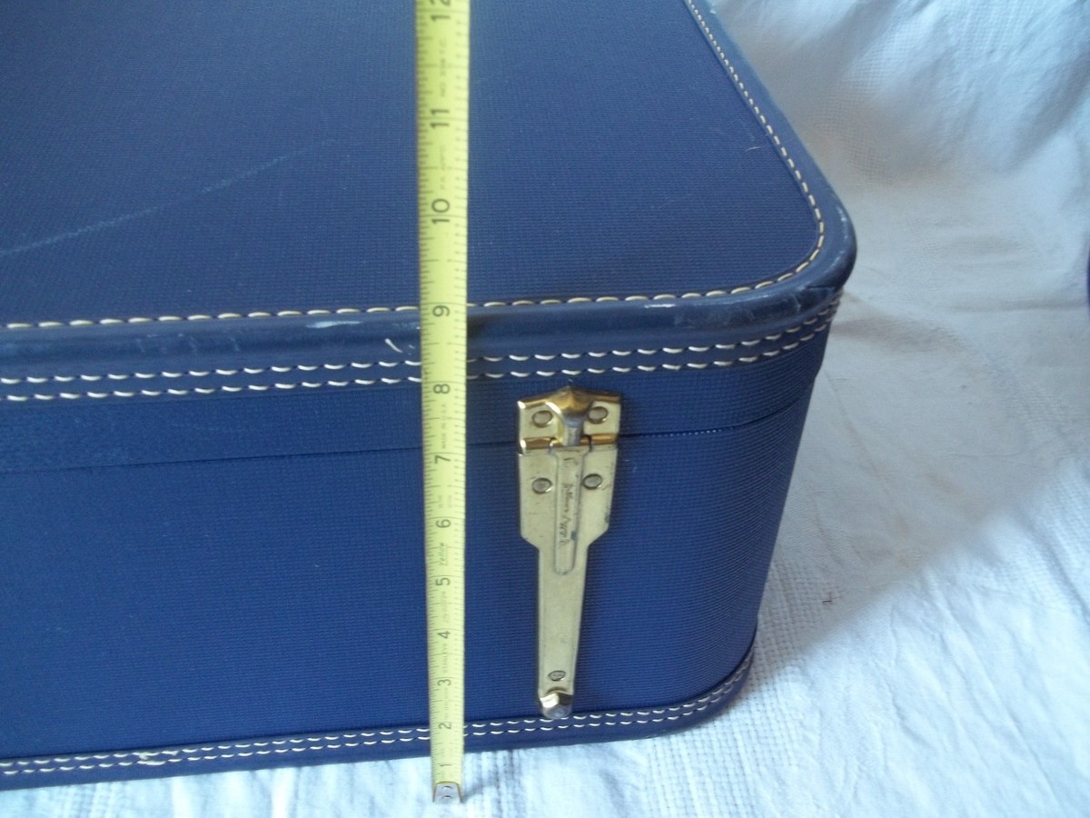 Ensemble Vintage Sac Fourre-tout & Bagage Baltimore - Vinyle Bleu Blanc Tweed Années 70