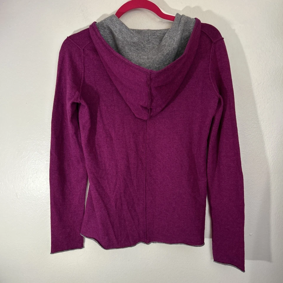 Banana Republic Talla M Mujer Lujo Mezcla de Cachemira Cremallera Sudadera con Capucha Lana Púrpura Foto 2 de 4