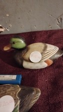 Ceramic Duck Figurine Painted Multicolor Green Brown White Orange Animal Decor