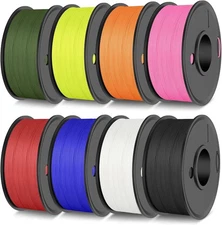 Matte PLA 3D Printer Filament Bundle 2KG, PLA Matte Filament 1.75Mm Bulk, 8 Pack