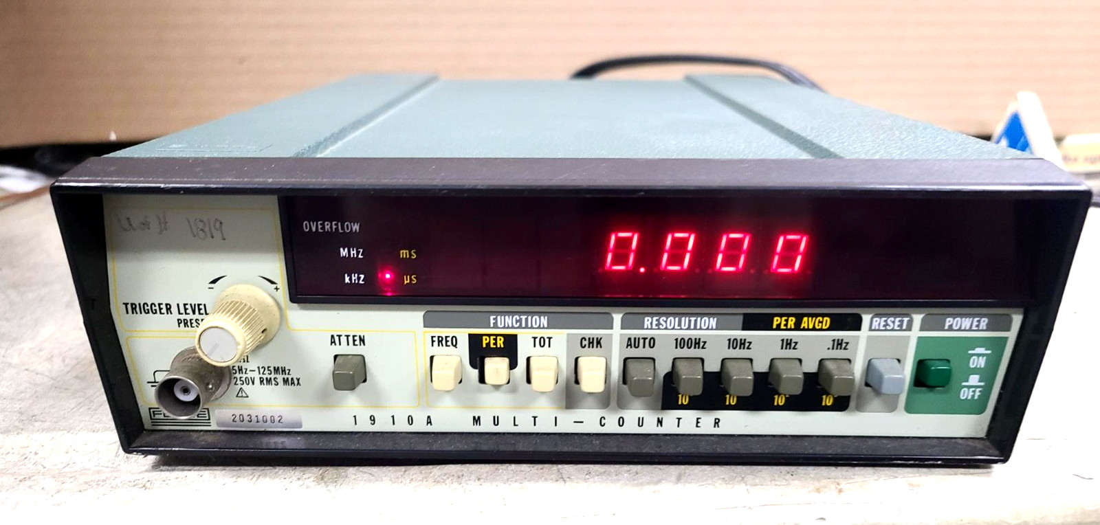 Fluke 1910A/1911A Multi-Counter, Tested For Power includes power cord