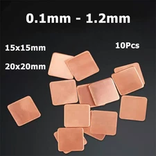 10Pcs 0.1mm-1.2mm Copper Shim Piece Heat Sink Sheets Thermal Pad Copper Plates