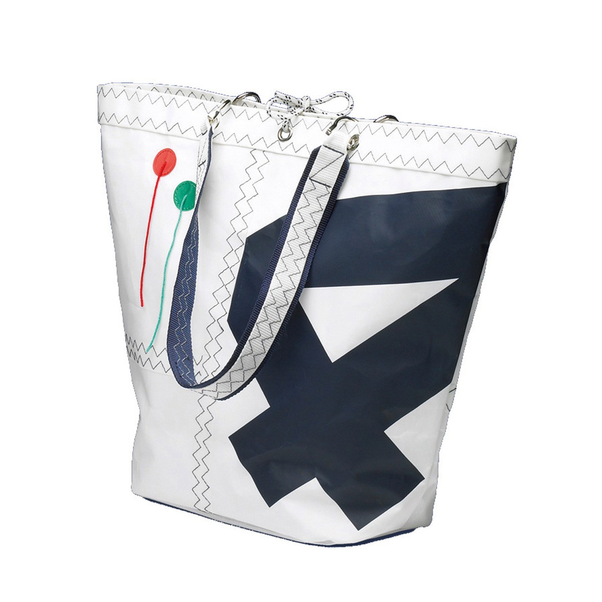 Bolsa de compras Sea Girl, blanco / azul marino de lona, Shopping Bag