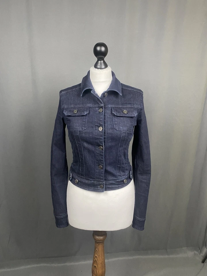 Chaqueta de motociclista Burberry Brit Nova Check azul de mezclilla para mujer talla UK 6 US 4 Foto 2 de 4