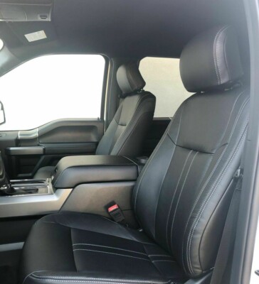Black Leather Seat Covers Upgrade for 2017-22 Ford F250 F350 XLT Crew Cab F-250