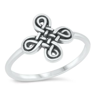 Classic Celtic Cross Knot Polished Ring New .925 Sterling Silver Band ...