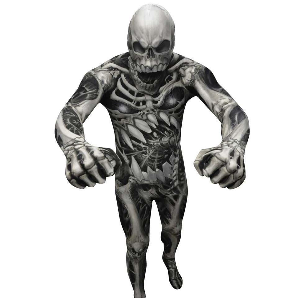 Adult Skull & Bones Monster Morphsuit Mens Skeleton Skin Suit Halloween Costume - Image 3 of 4