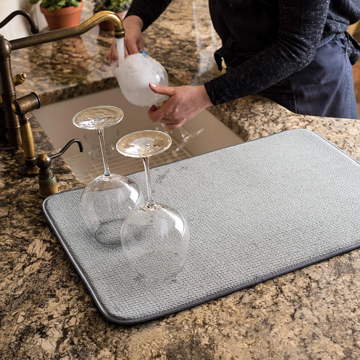 Extra Large Dish Drying Mat for Kitchen Counter Microfiber Dishes