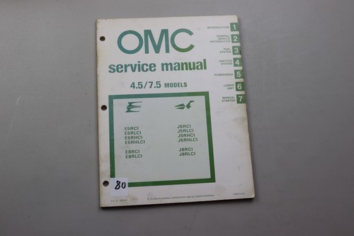 1981 Evinrude 392070 Service Manual 4.5 / 7.5 Models E5 E8 J5 J8 OMC
