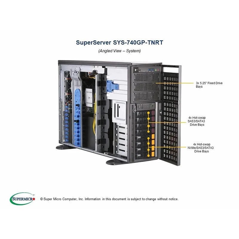 Supermicro SuperServer SYS-740GP-TNRT DIY host 4x PCIe 4.0 For LGA-4189 2x CPU - Image 2 of 4