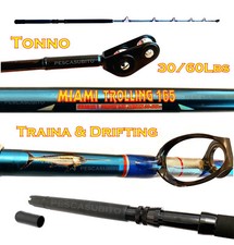 Canna Pesca Drifting Tonno Rosso Big Game Miami 30-60 Libbre con Carrucola TPS