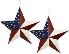 Patriotic Metal Barn Star Outdoor Indoor Hanging Wall Decor July4th 2pcs 12  x12  