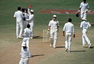 England batsman Alec Stewart is out LBW to Manoj Prabhakar fo- Old Cricket Photo
