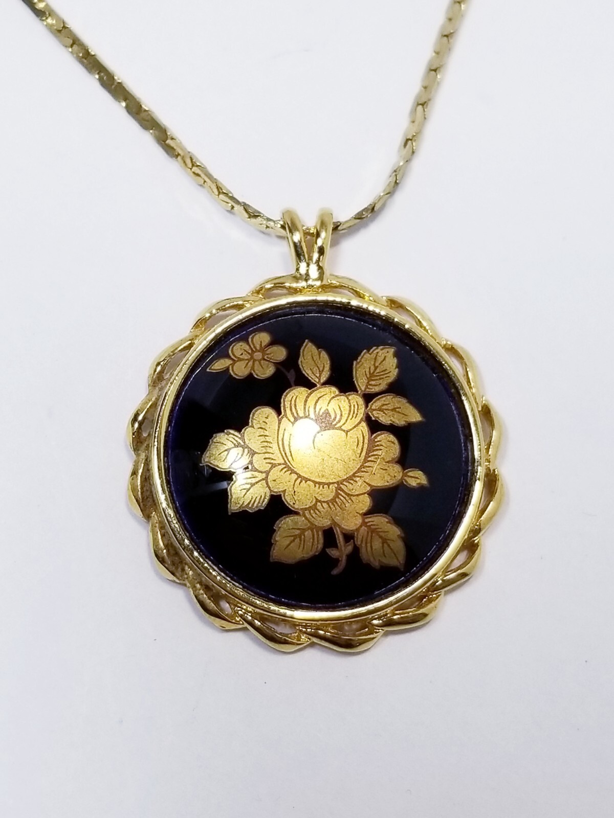 Vintage Limoges Castel Floral Porcelain Pendant 24