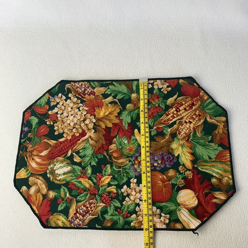 Set of 2 Vintage Autumn Pumpkin Vegetable Harvest Octagonal Fabric Placemats - Picture 7 of 7