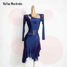 2025 New W626 Lotus Hem Long Sleeve Latin Dance Dress Women Performance Costume