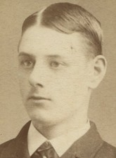 YOUNG MAN WITH SLICK HAIR AND BUTTONED UP APPEARANCE. CDV.