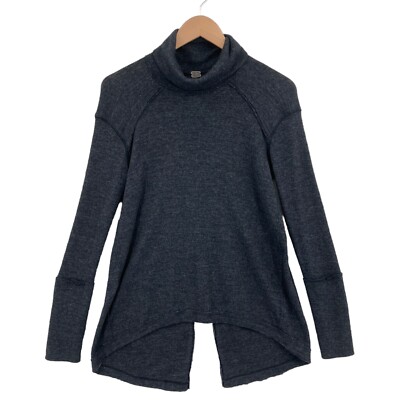 Free People We The Free Sweater Womens Petite Small Gray Turtleneck Split Back