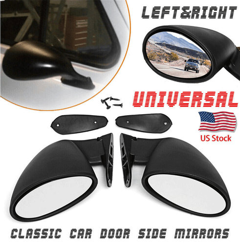 California Classic Universal Black Side Mirrors PAIR Hot Rod Rat Rod Muscle Car. - Picture 3 of 13