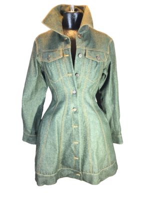 Byron Lars Vintage Coat/Dress 6 Fitted Green Denim with Petticoat, never  worn | eBay