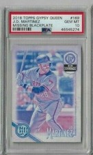 2018 Topps Gypsy Queen J.D. Martinez Missing Blackplate PSA 10