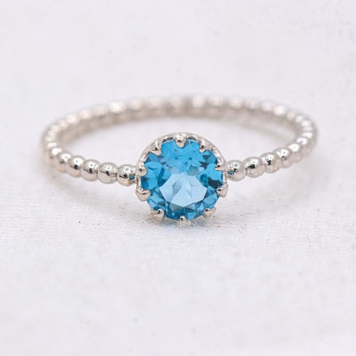 Bague femme ovale topaze bleu suisse accent solitaire en argent sterling