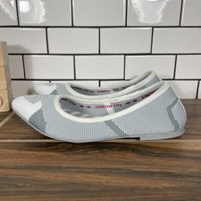 SKECHERS Cleo Wham Womens Size 6.5 Shoes White Gray Stretch Fit Ballet Flats