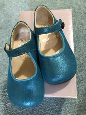 Image of Start Rite Caty Shoes Girls Baby Teal Sparkle Glitter Size 3 EU 19 NEW