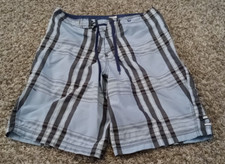 Hurley Board Shorts Mens 32 Blue Plaid Swimwear 100 Polyester