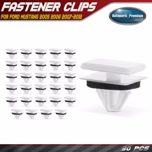 30Pcs 9mm Nylon White Rocker Molding Clips Retainer with sealer for Ford Mustang