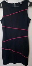 Forever 21 Dress Women's Size Medium Black W/ Stripe Stretch Sleeveless Bodycon