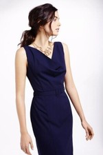 EUC Ruby Belle for Anthropologie Cate Cowlneck Dress Navy Blue Women's 10