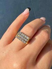 14k Yellow Gold 0.90CT Round Natural Diamond Cluster Ring For Men Engagement