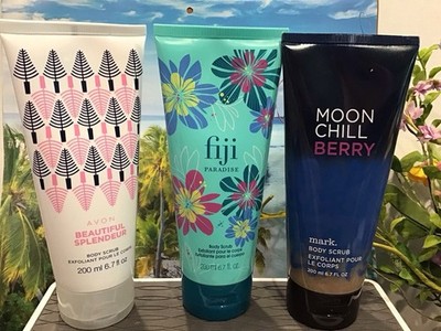 NEW & SEALED AVON  BEAUTIFUL SPLENDEUR,FIJI PARADISE.MOON CHILL BERRY BODY SCRUB