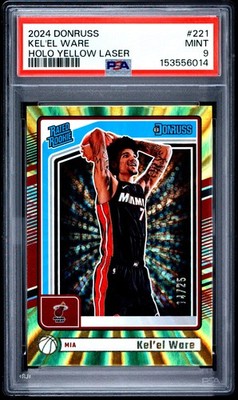 2024 PANINI DONRUSS HOLO YELLOW LASER #221 KEL'EL WARE 14/25 PSA 9