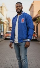 Los Angeles Clippers Vintage JH Design Reversible Varsity Sz Large Blue Jacket