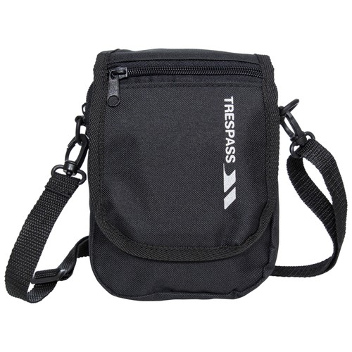Trespass Helicon Black Travel Mens Shoulder Bag Crossbody in White & Black