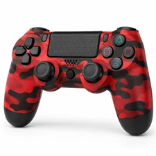 Wireless Controller Compatible with PS4 Red Black Camo Dual Vibration Touchpad
