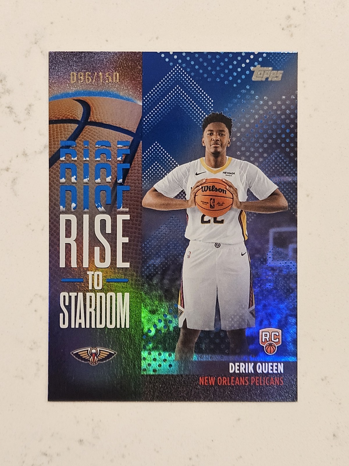 2025-26 Topps Flagship #RTS-13 Derik Queen Rise to Stardom Blue Rainbow /150 RC