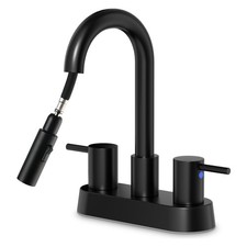 N0XY008B NOHALIPY Matte Black Bathroom Faucet 4 Inch Two Handle 3 Hole Sprayer