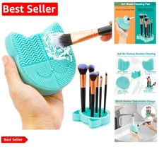 2 in 1 Cat-Shaped Makeup Brush Cleaning Mat & Holder - Portable & Eco-Friendly