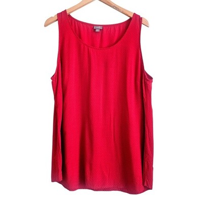 J. Jill Red Blank Micro Polka Dot Tank Top Rayon Flowy Sleeveless Size XL