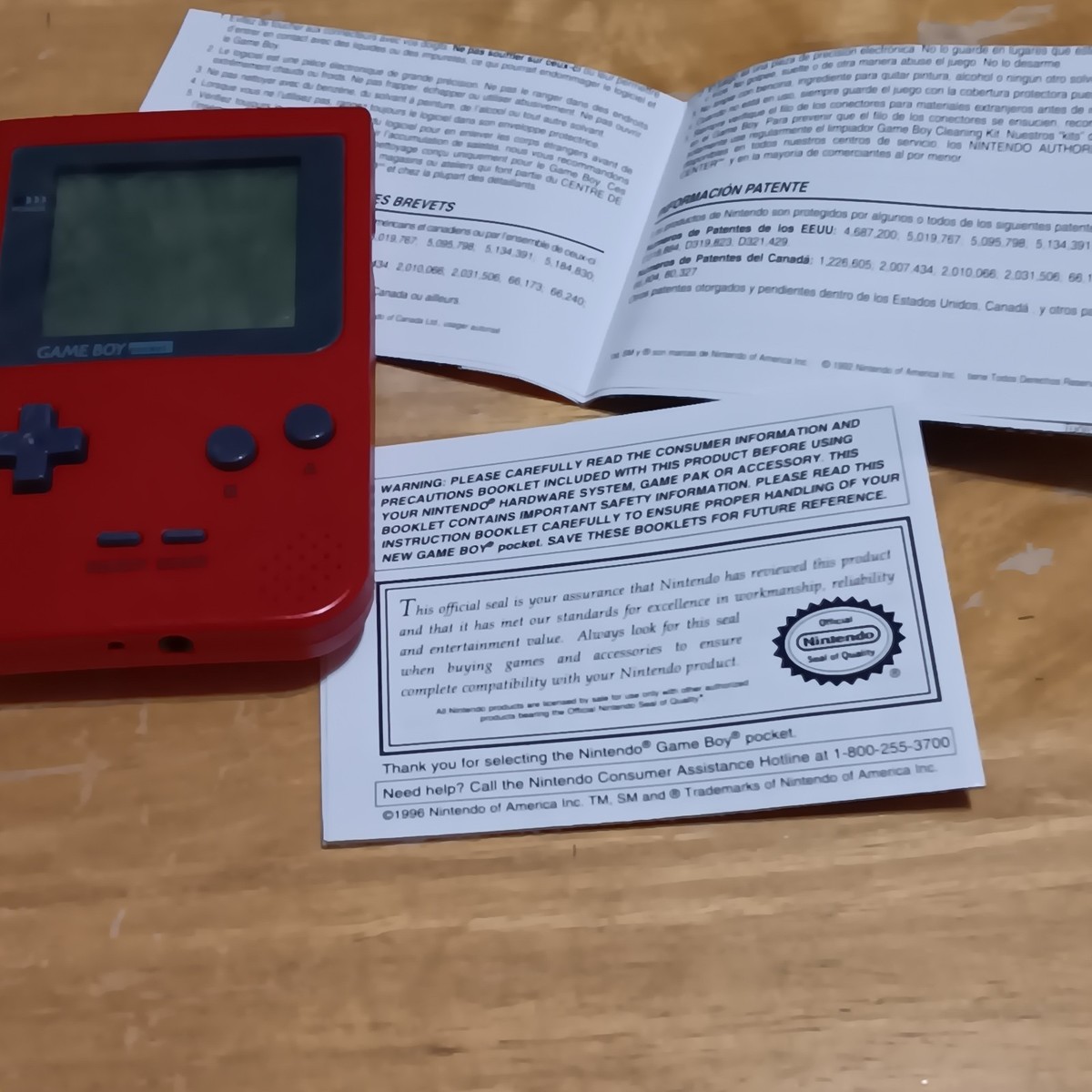 Nintendo Game Boy Pocket Red MGB-001 Tested, working, with manuals
