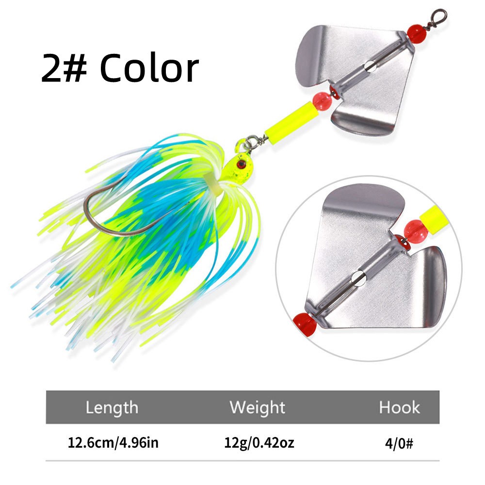 4PCS/Set 12g Blade Spinner Bait with Rubber Skirt Fish Buzzbait Fishing Lure Lot - Image 4