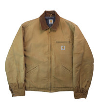 Carhartt Vintage Faded Brown Tan Canvas Blanket Lined Detroit Jacket Men Large L