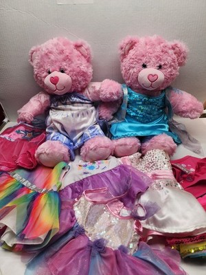 Build a Bear 16'' Pink Happy Hugs Plush Lot Of 2 Teddy With Clothing Lot